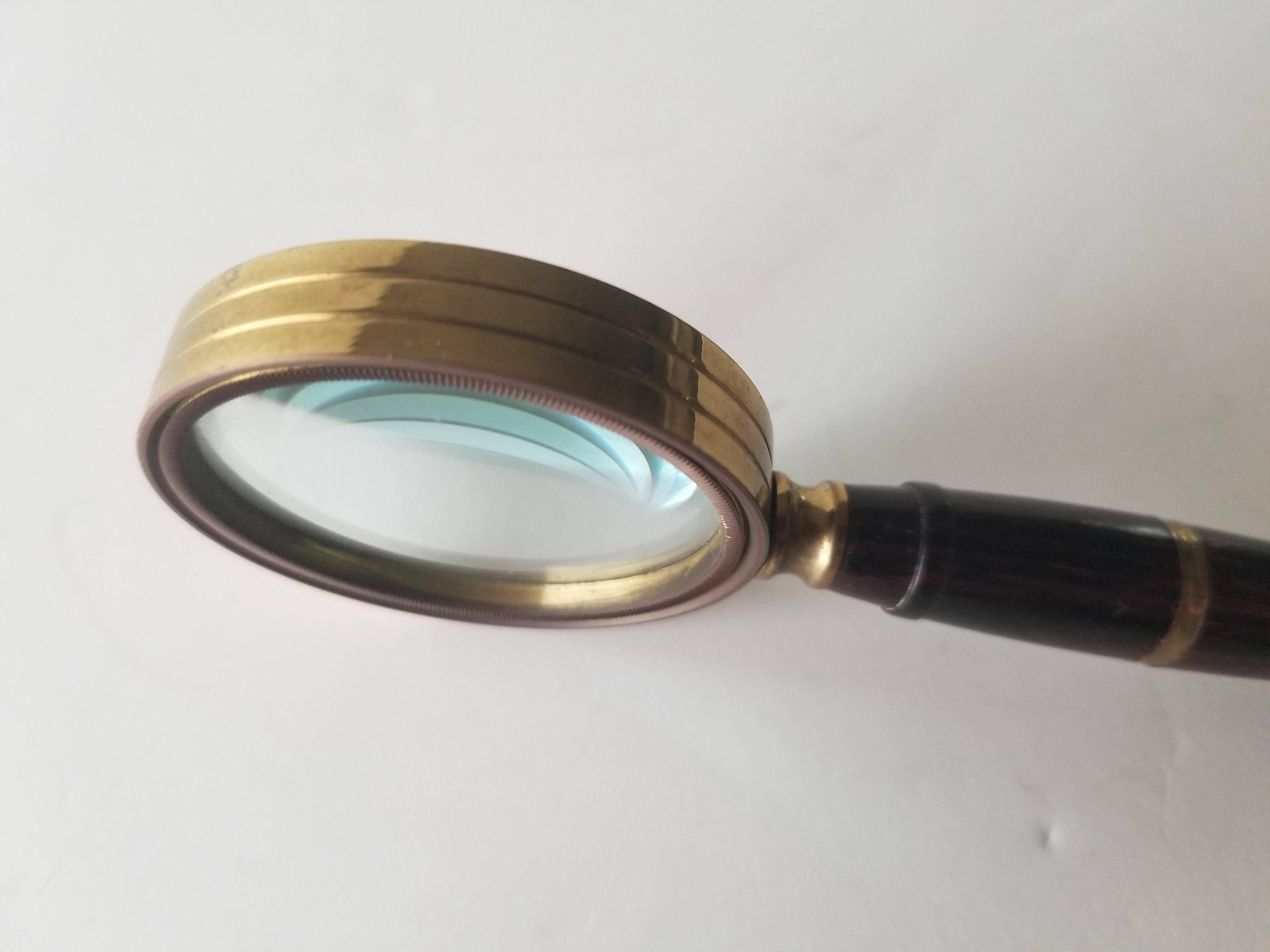 Handheld Petite Magnifying Glass Antique Vintage Sculptural Brass 3
