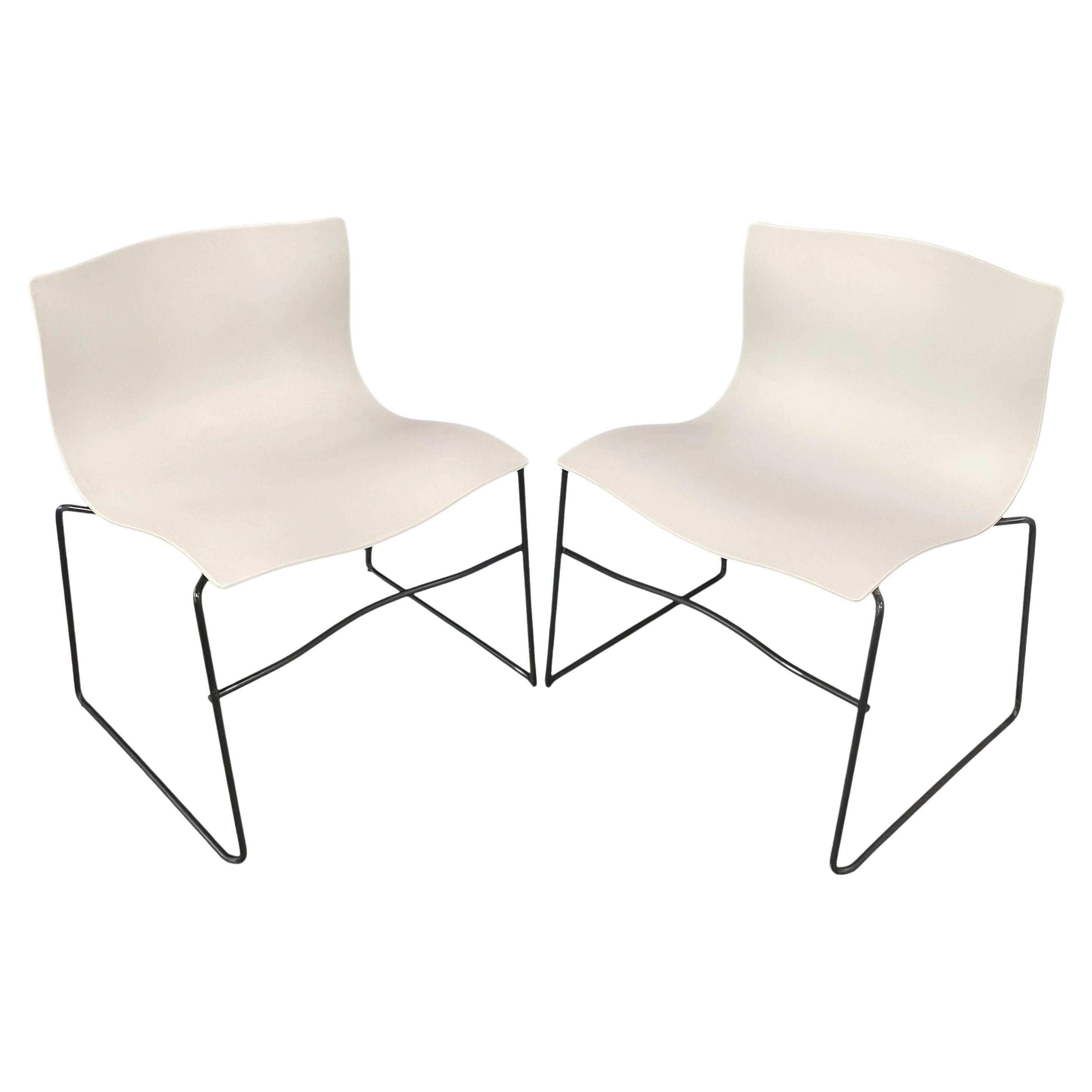 Handkerchief Chairs in White by Massimo Vignelli for Knoll Post Modern a Pair