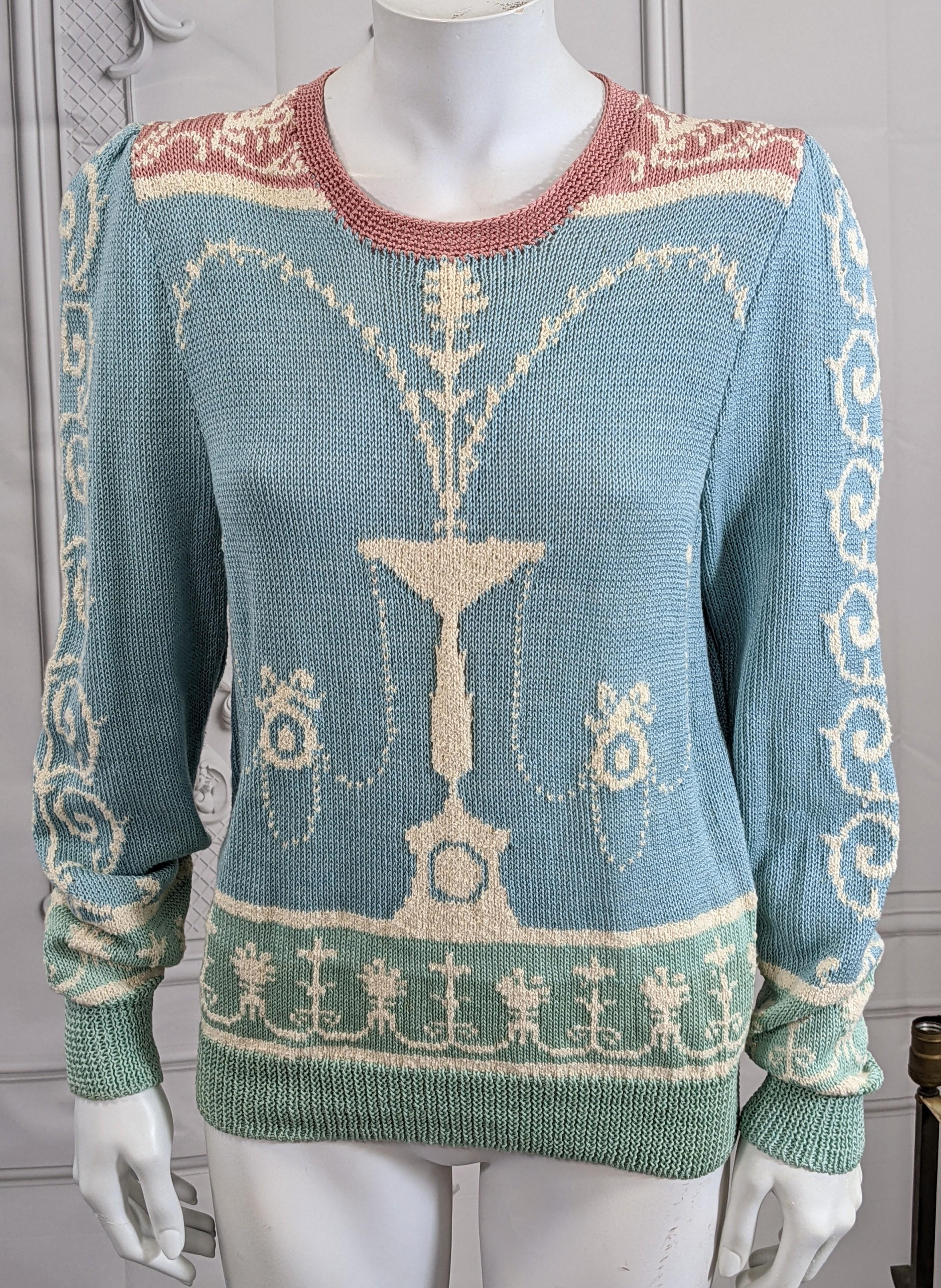Gray Handknit Cotton Sweater, Adams Style, Dia North of Boston For Sale