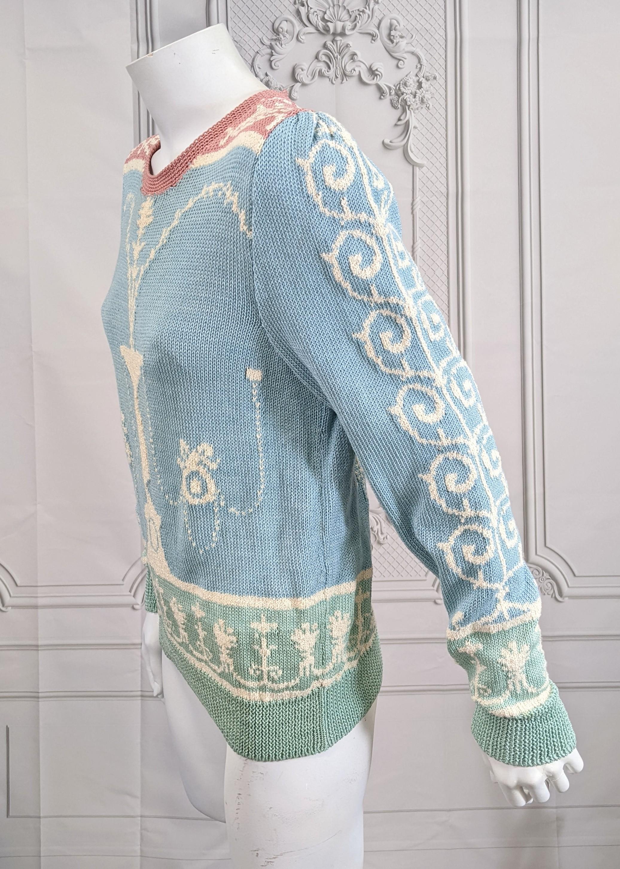 Handknit Cotton Sweater, Adams Style, Dia North of Boston In Excellent Condition For Sale In New York, NY