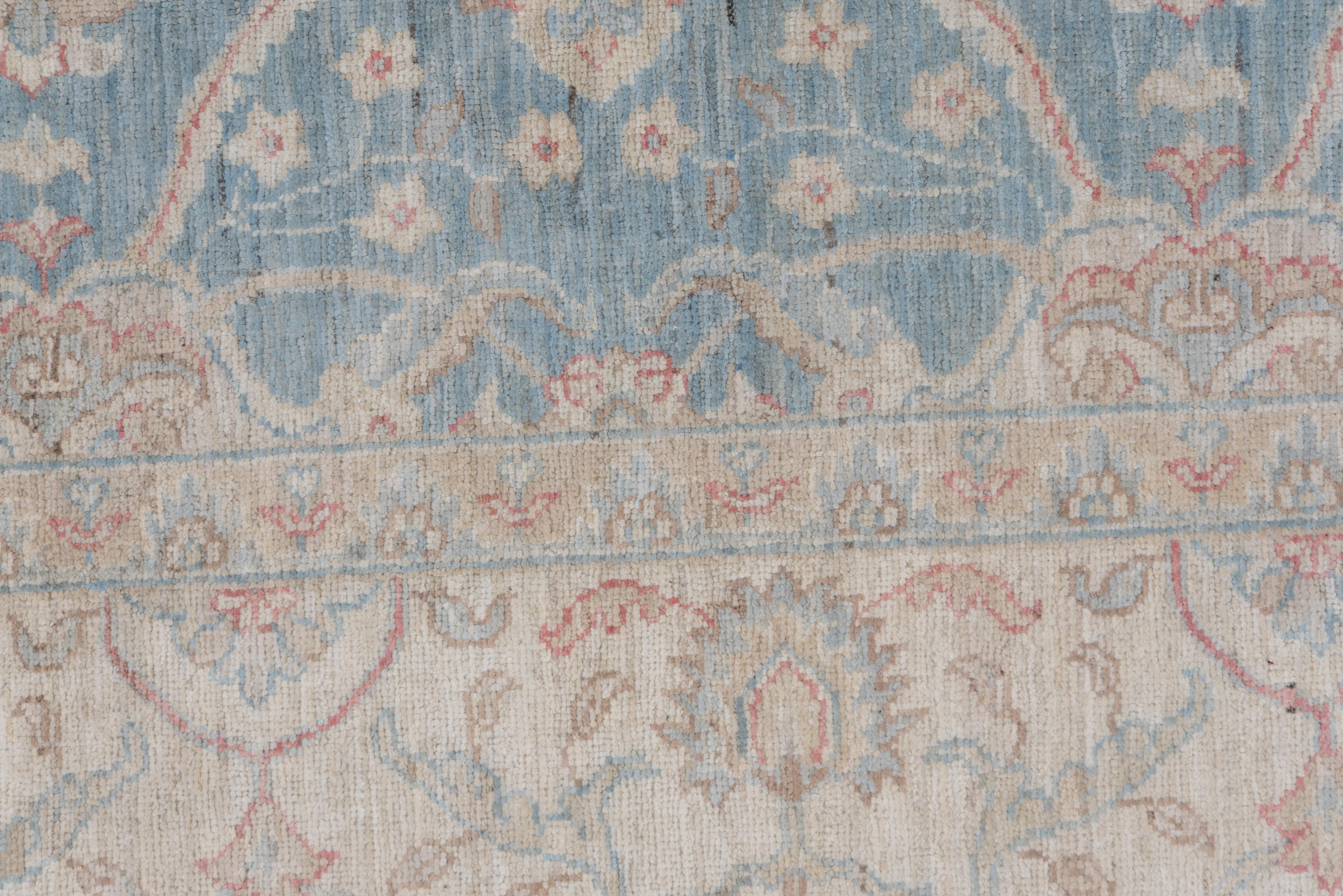 Afghan Hand Knotted Blue Persian Mahal Style Carpet For Sale