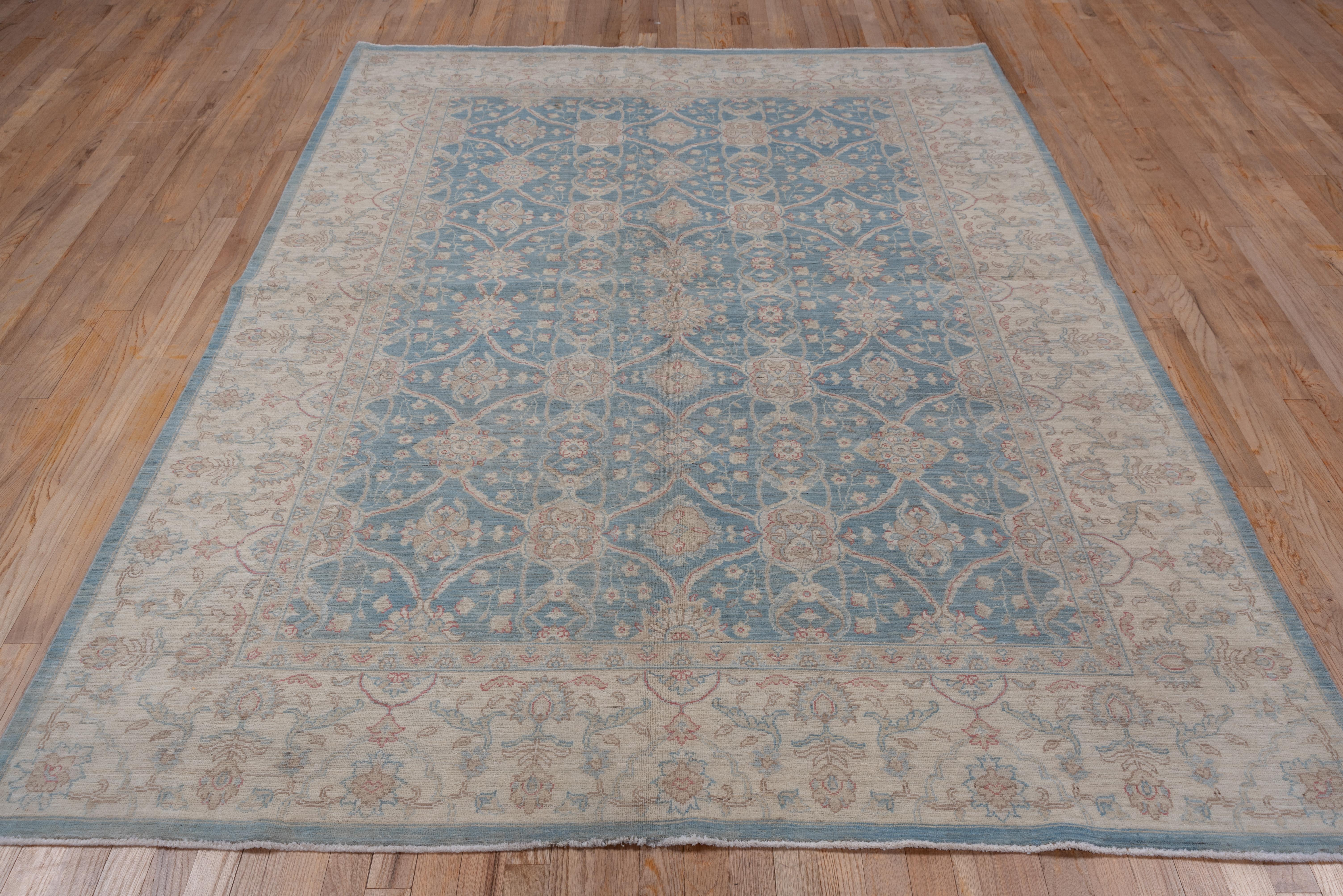 Hand-Knotted Hand Knotted Blue Persian Mahal Style Carpet For Sale