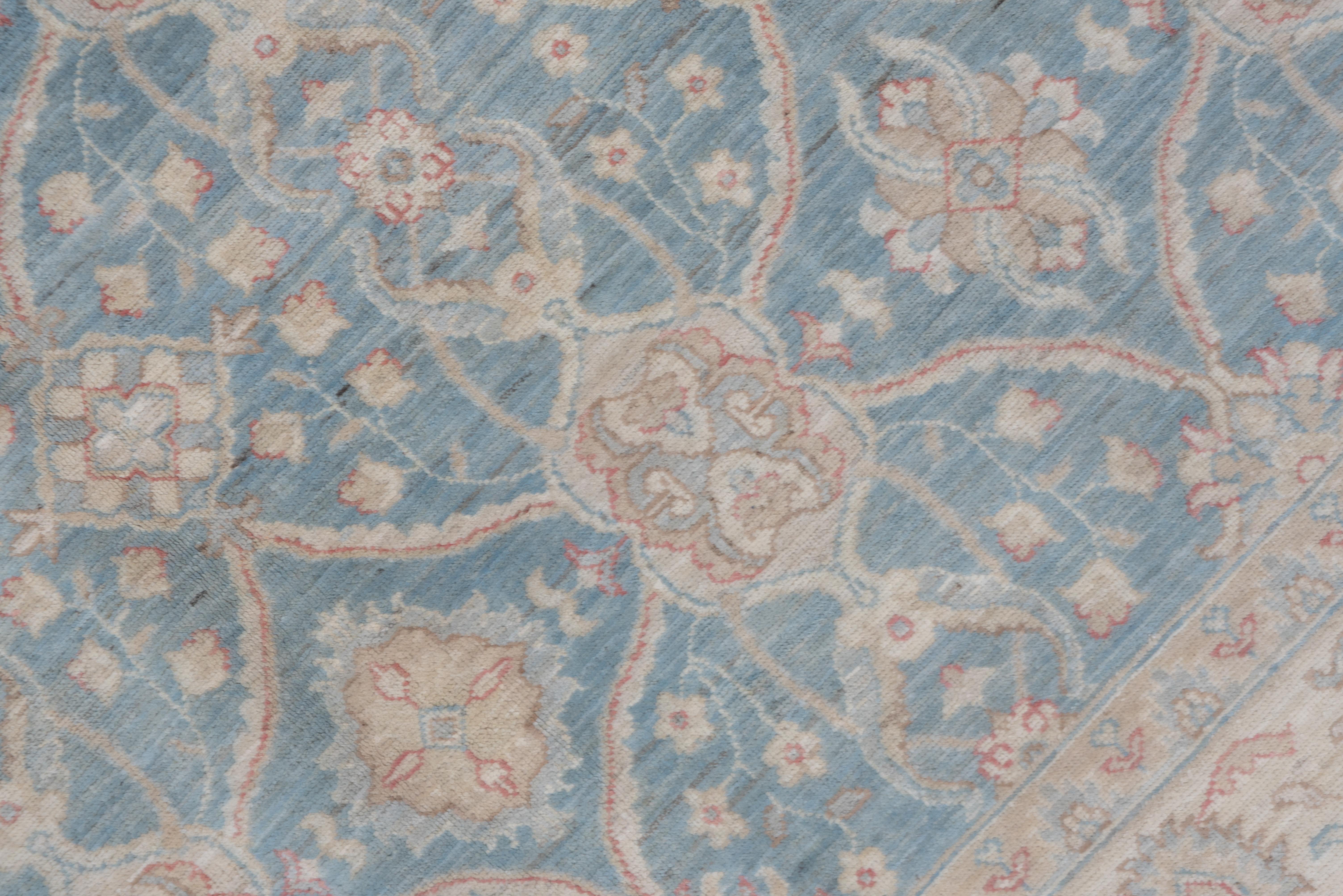Contemporary Hand Knotted Blue Persian Mahal Style Carpet For Sale