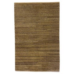 Handgeknüpfter brauner und cremefarbener karierter architektonischer Wollteppich, 3' x 4'