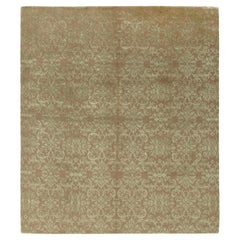 Handgeknüpfter Teppich & Kelim-Teppich im klassischen europäischen Stil mit beigem und braunem Blumenmuster