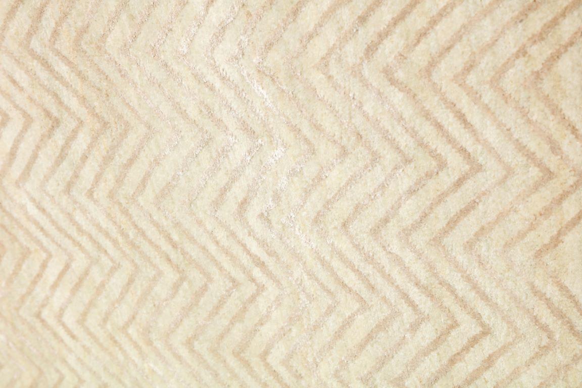 Tapis persan en laine et soie crème noué à la main avec motif Art Déco, 9' x 12' en vente 2