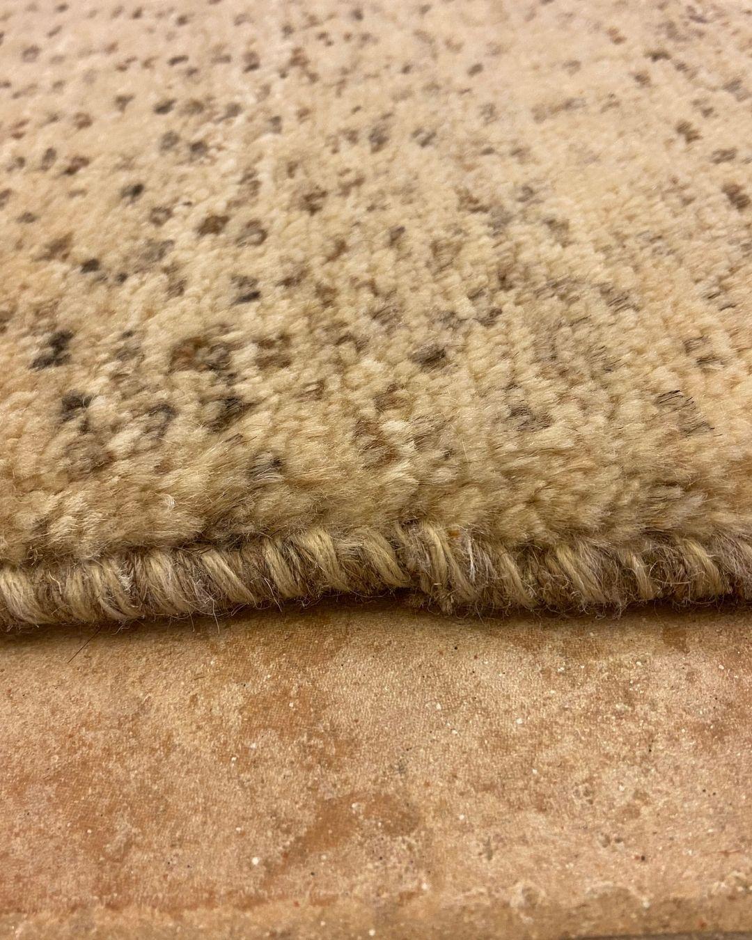 Wool Handknotted Modern Organic Persian Rug in Neutral Cream and Brown, 3' x 5' For Sale