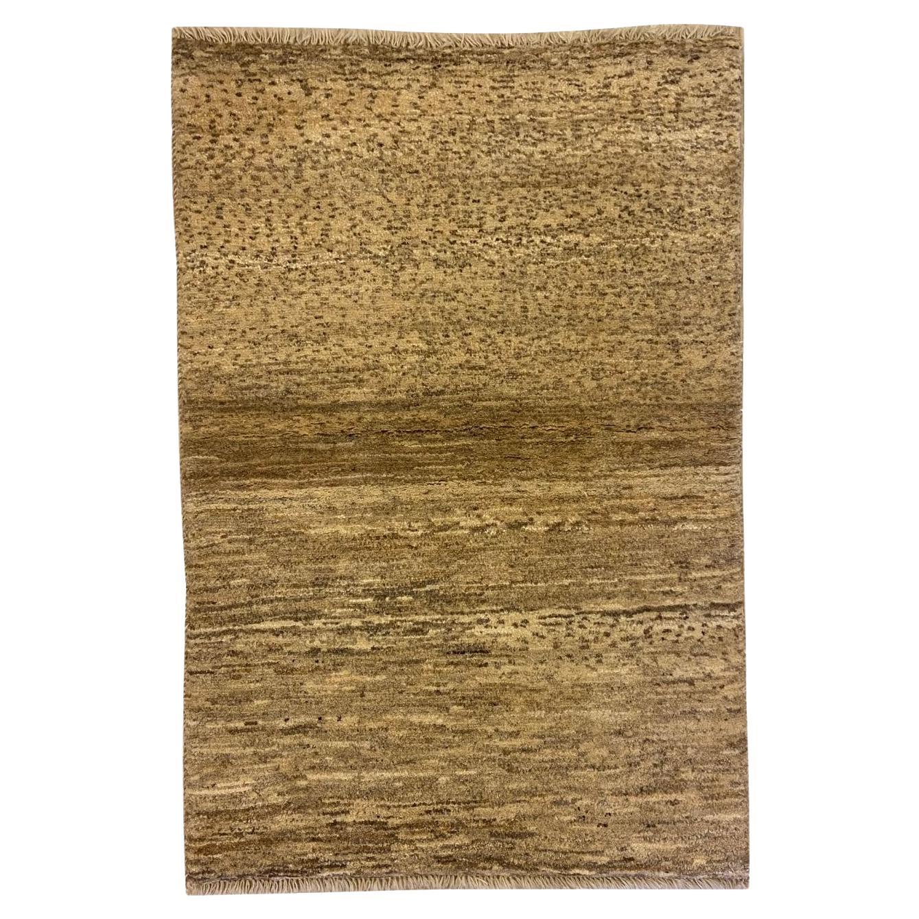 Handknotted Modern Organic Persian Rug in Neutral Cream and Brown, 3' x 5' For Sale