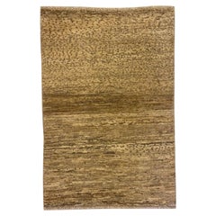 Tapis persan organique moderne noué à la main, neutre, crème et Brown, 3' x 5'.