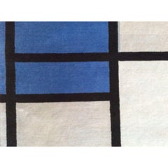 Handknotted Rug, “Composition Red, Blue, Black, Yellow Gray" After P. Mondrian