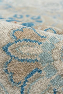 Handknotted Sivas Design Area Rug, Allover Beige Field, Ivory Borders