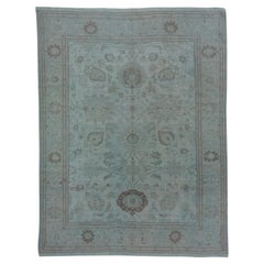Handknotted Turquoise Overdyed Rug with a Large Scale Motifs, Pakistan Woven