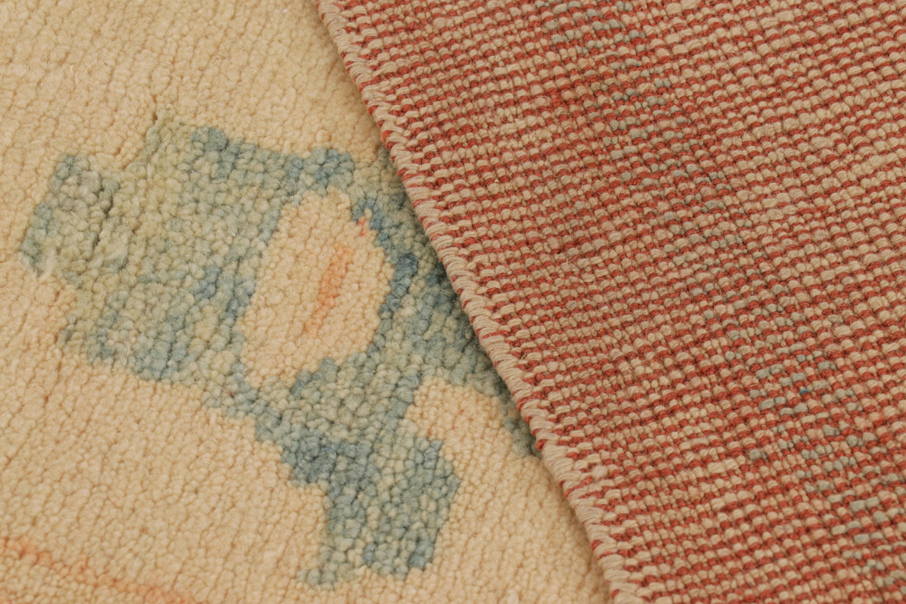 Handgeknüpfter türkischer Oushak-Teppich in Beige/Braun, Orange Geometrisches Muster im Angebot 1