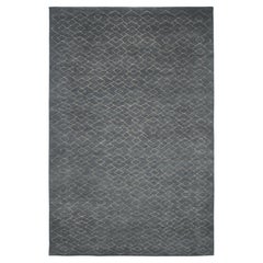 Hand-Knotted Wool Rug by Kristiina Lassus, Blue Grey, Modern Nepal