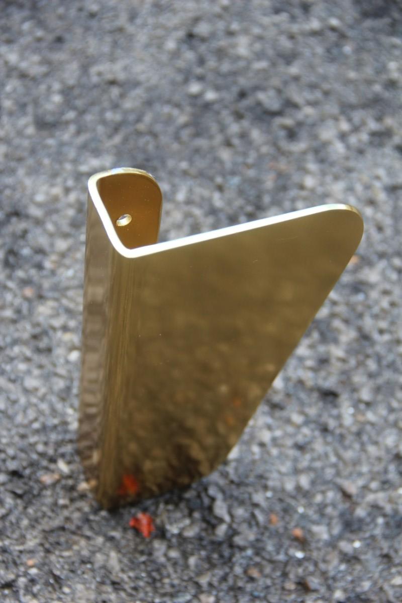 Handle in curved Italian golden aluminum 1960s minimal design geometric.
