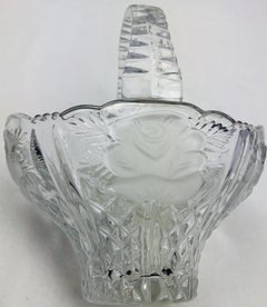 Lalique Style French Crystal Candy Dish with Handle