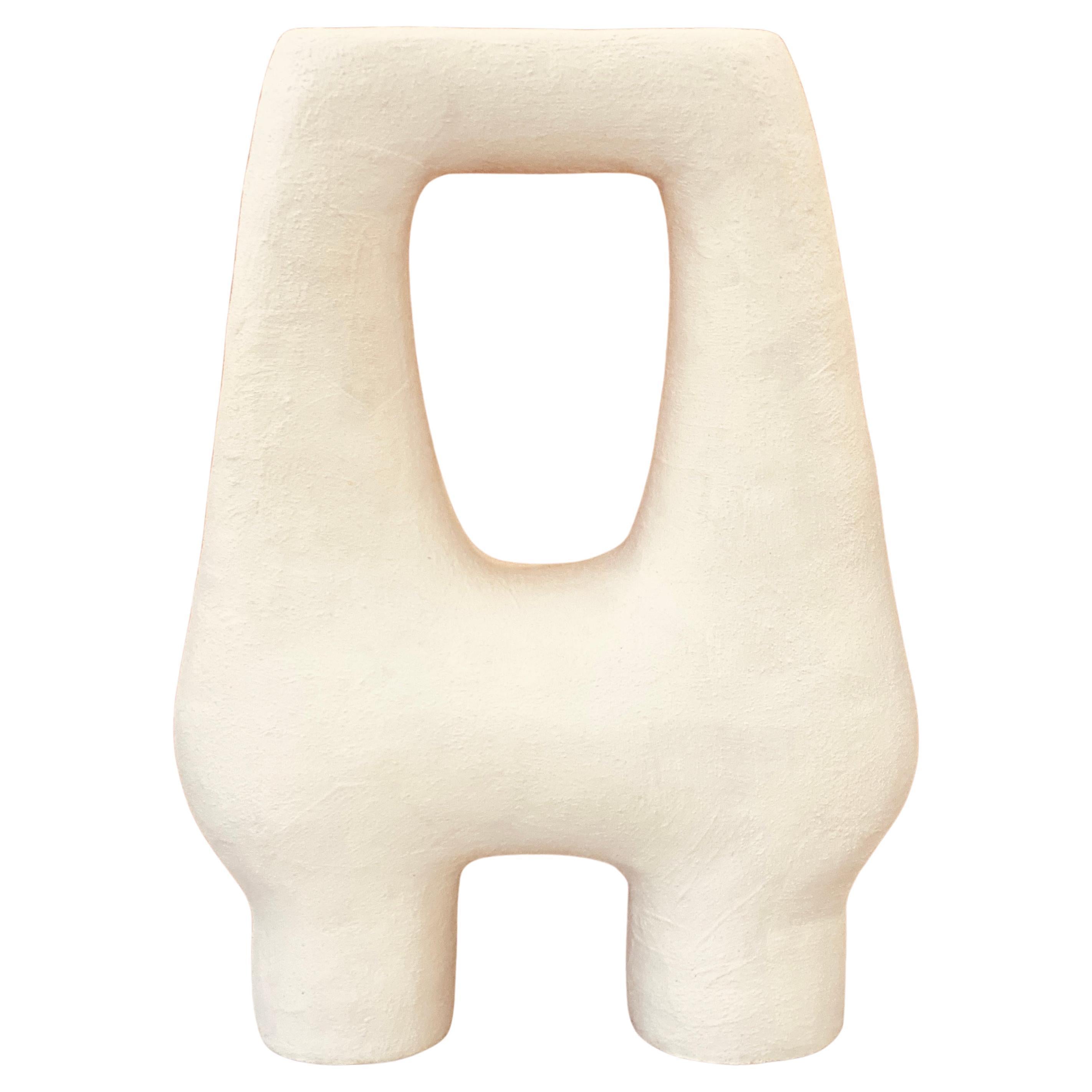 Handled White Raku Clay Ceramic Sculpture by Stephanie Phillips