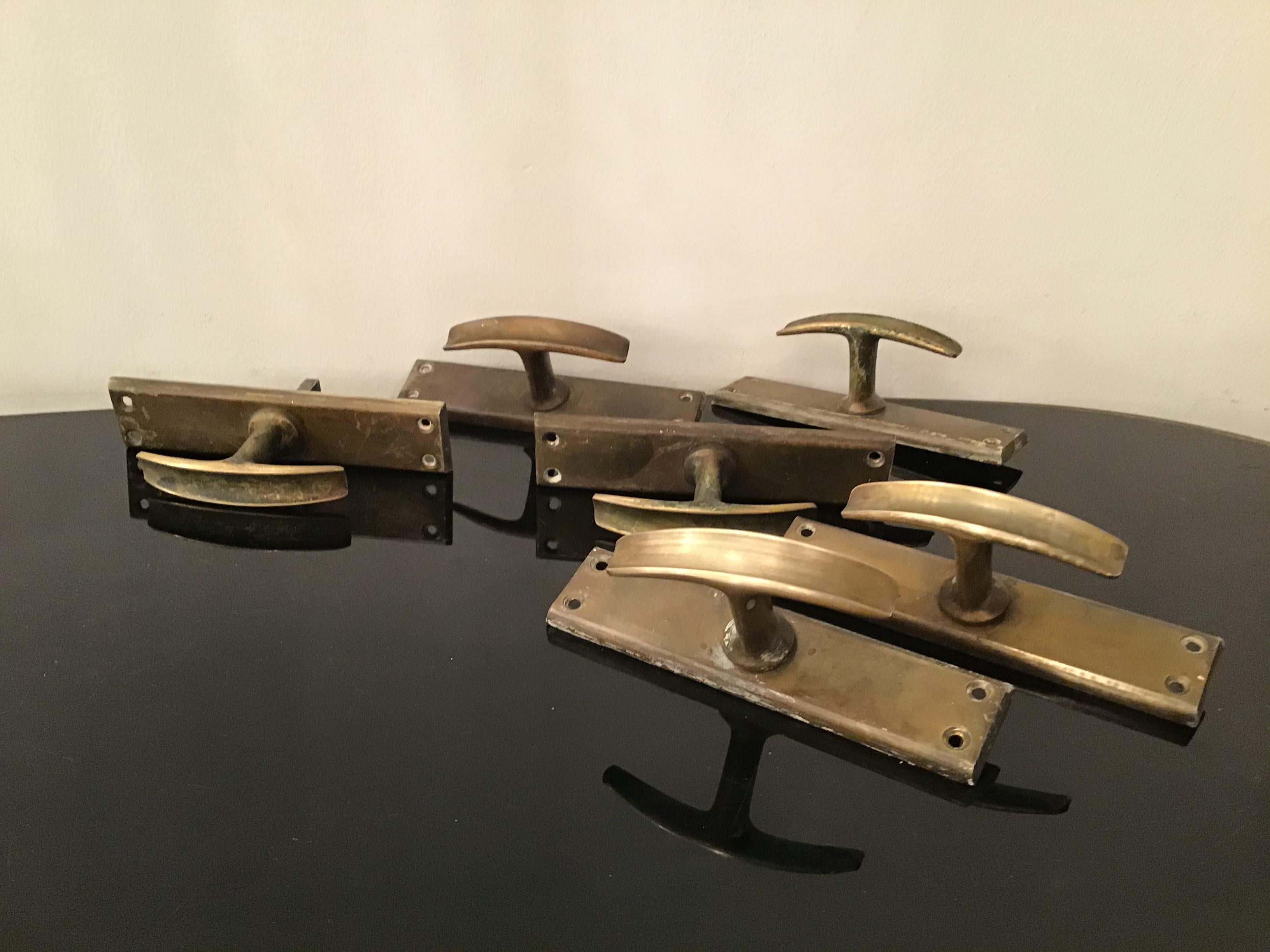 Handgriffe N 3 Paar, Messing, Eisen, Italien 1950 (Italienisch) im Angebot