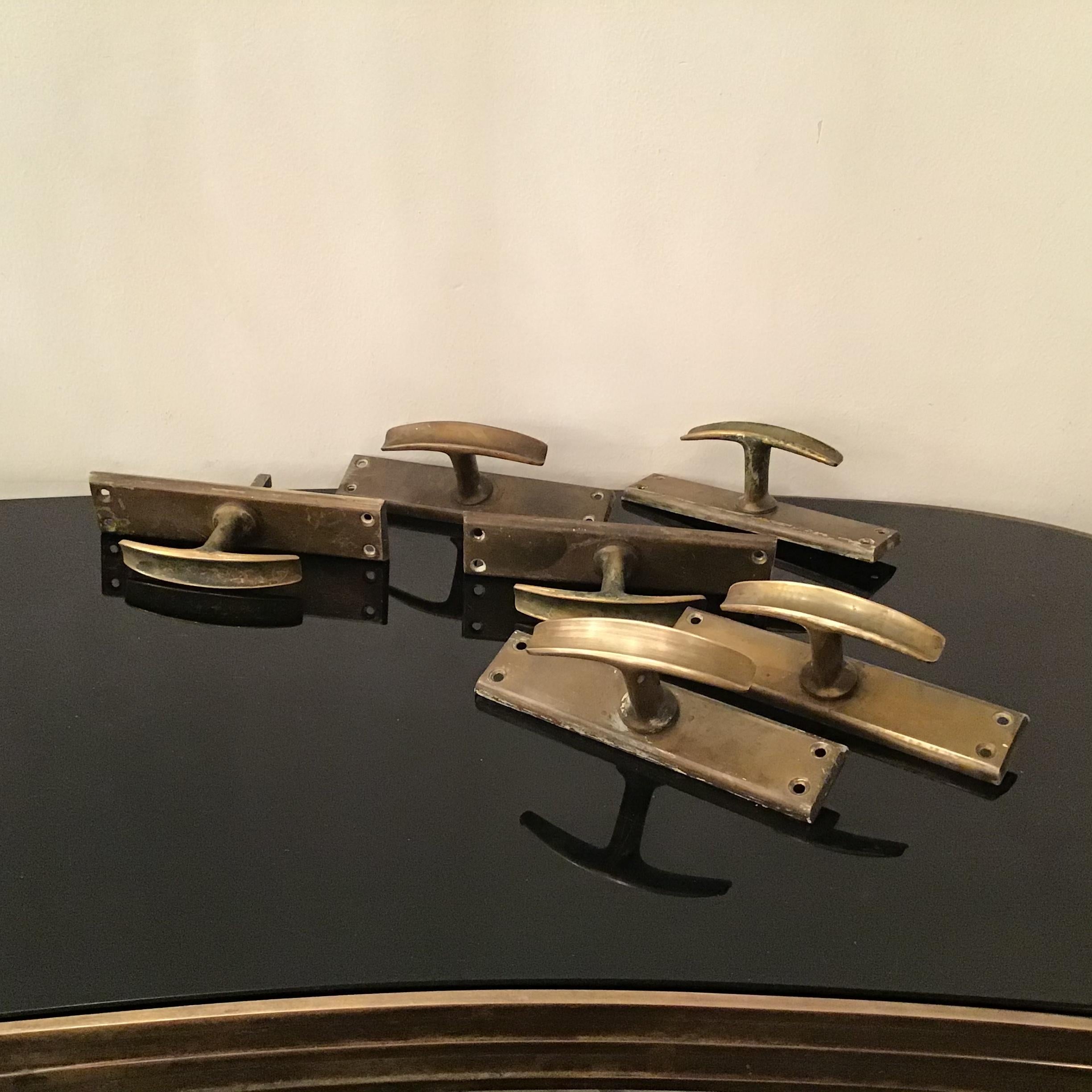 Handles N 3 Pair Brass Iron 1950 Italy In Good Condition For Sale In Milano, IT