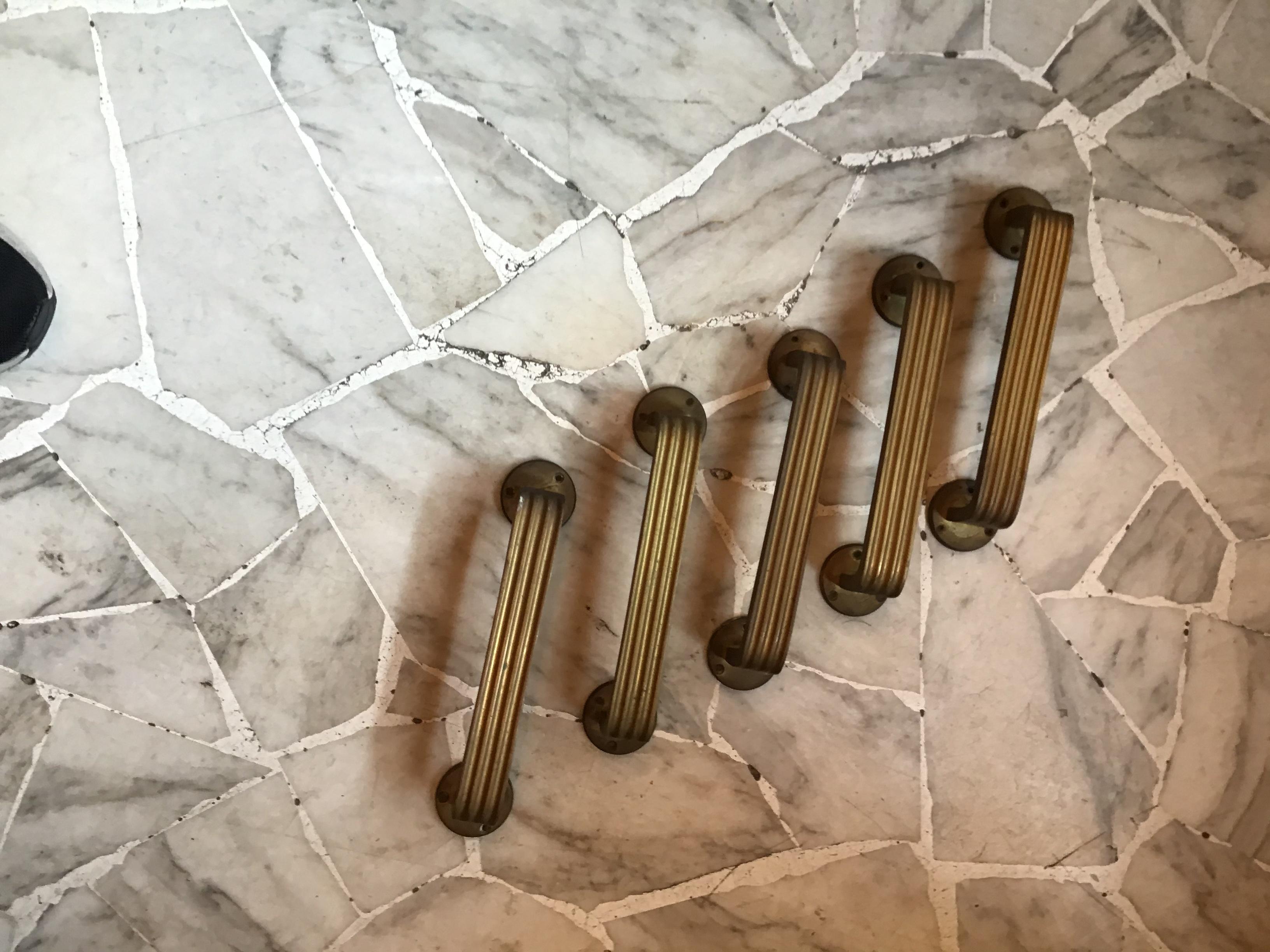 Handles n.5 Brass Italy 1950 . In Excellent Condition For Sale In Milano, IT