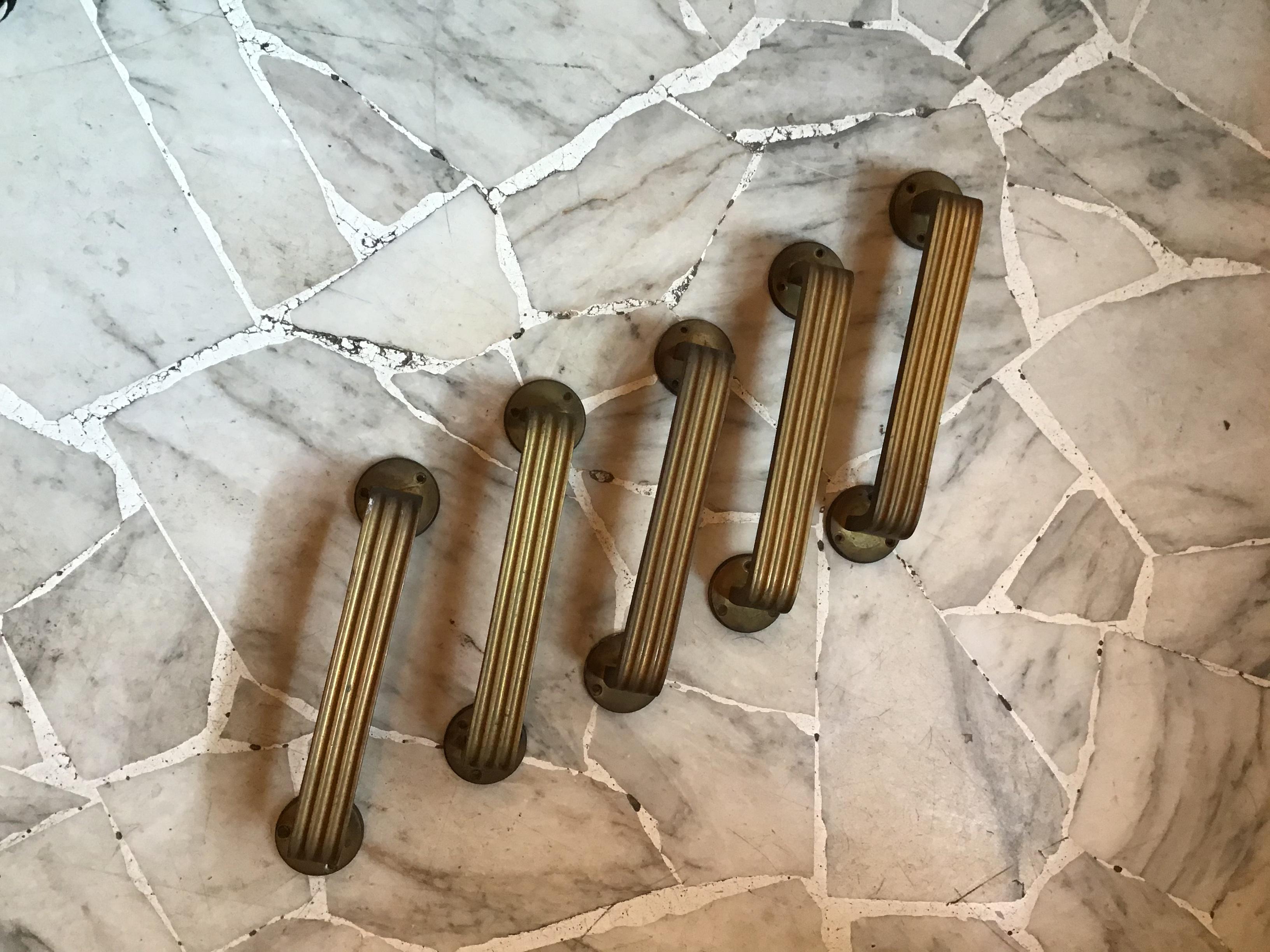Mid-20th Century Handles n.5 Brass Italy 1950 . For Sale