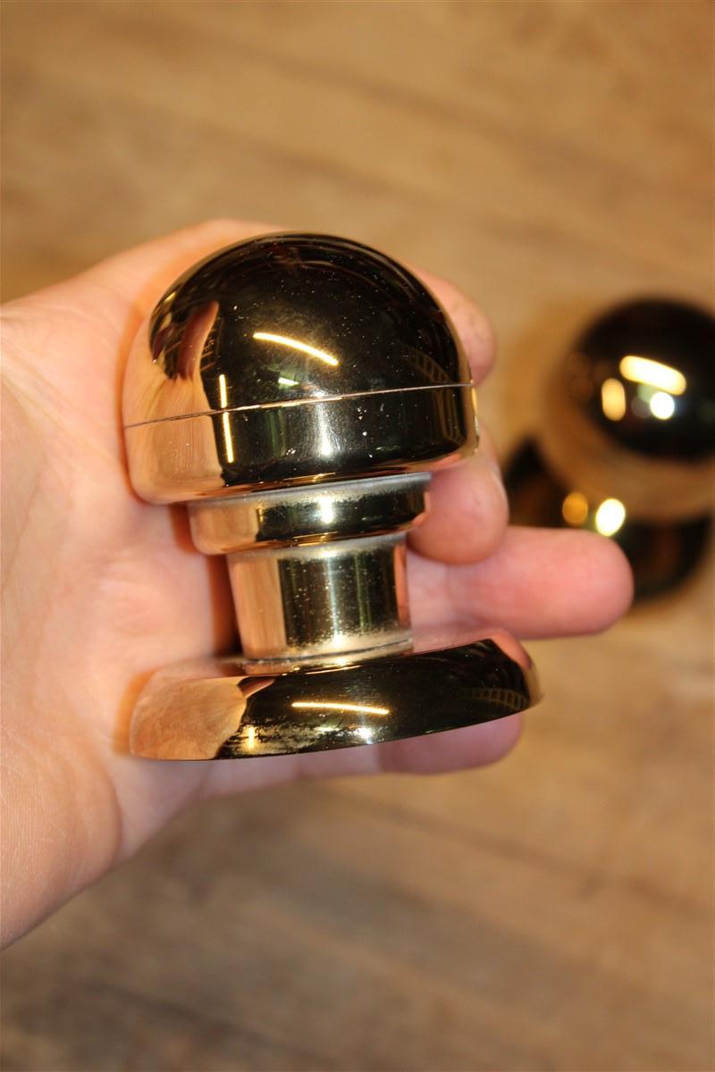 Mid-Century Modern Handles Round Knobs in Brass Italy 1950s Gold Color For Sale