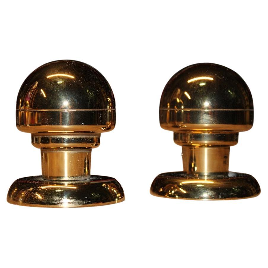 Handles Round Knobs in Brass Italy 1950s Gold Color For Sale