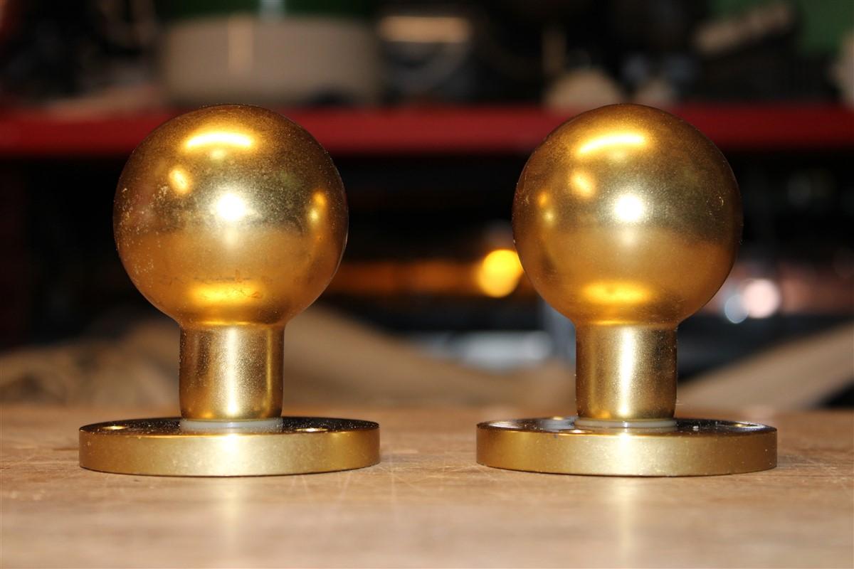 Handles round Knobs in satin brass Italy 1950s gold color.