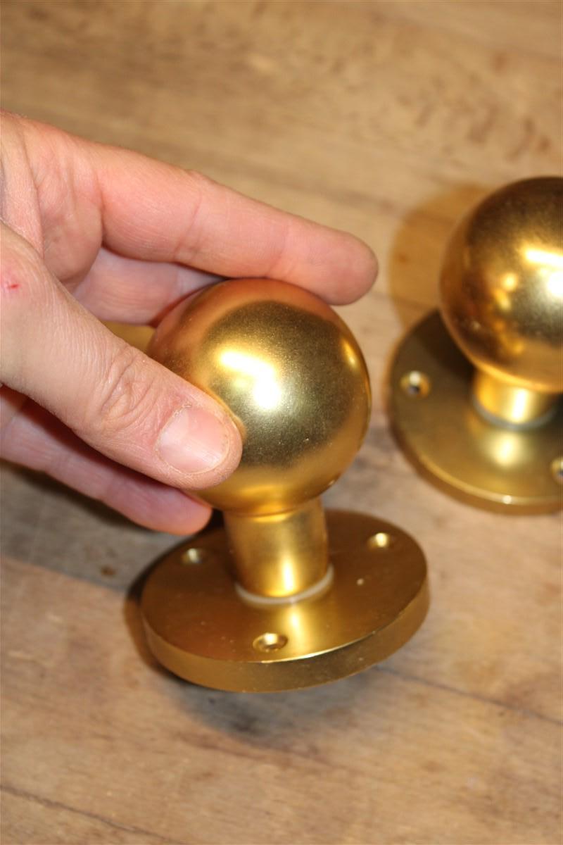 Mid-Century Modern Handles Round Knobs in Satin Brass Italy 1950s Gold Color For Sale