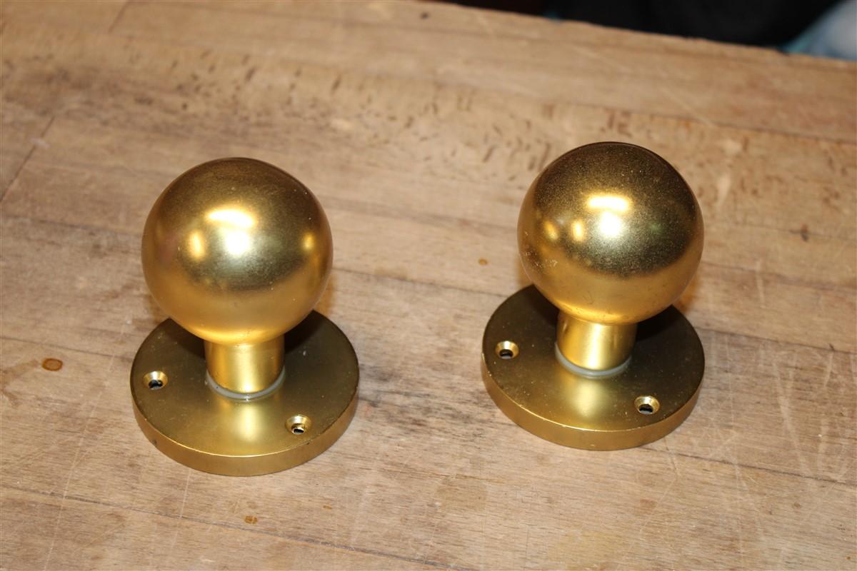 Mid-20th Century Handles Round Knobs in Satin Brass Italy 1950s Gold Color For Sale
