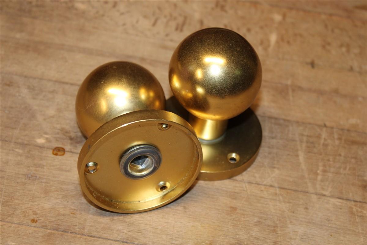 Handles Round Knobs in Satin Brass Italy 1950s Gold Color For Sale 1
