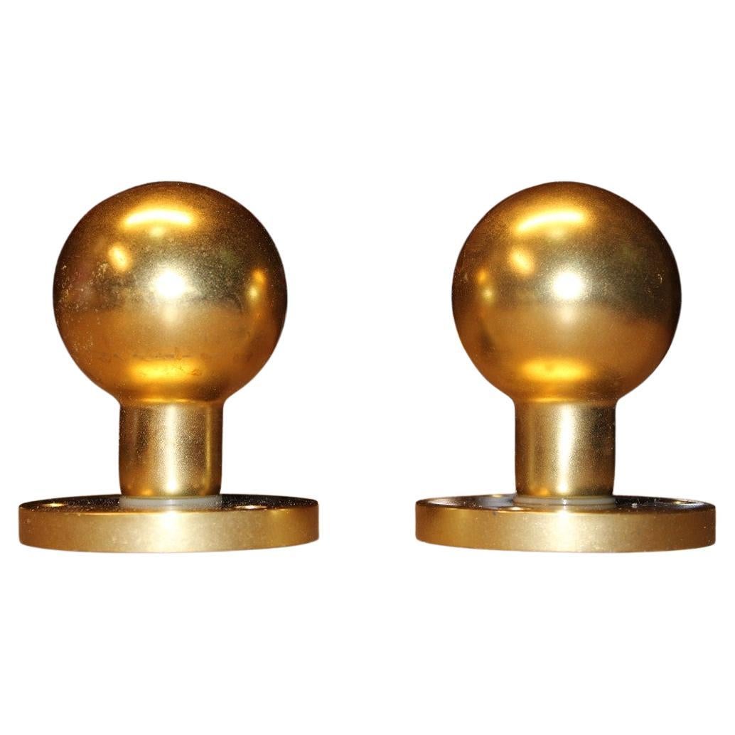 Handles Round Knobs in Satin Brass Italy 1950s Gold Color For Sale