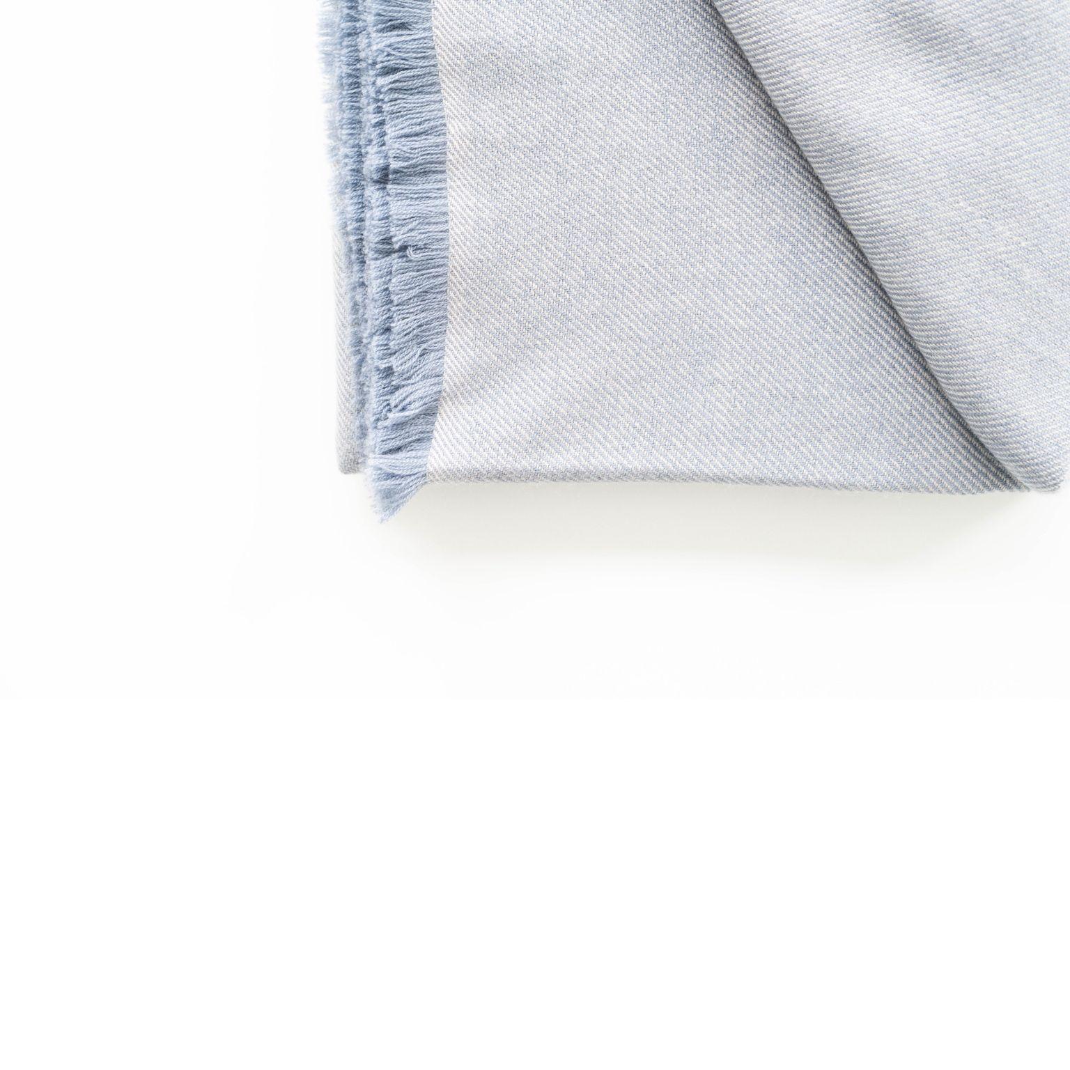 BORO Blue Shade Handloom Throw / Blanket In Pure Soft Merino Twill Weave For Sale 4