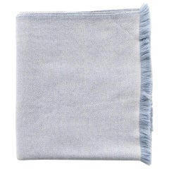 Vintage BORO Blue Shade Handloom Throw / Blanket In Pure Soft Merino Twill Weave