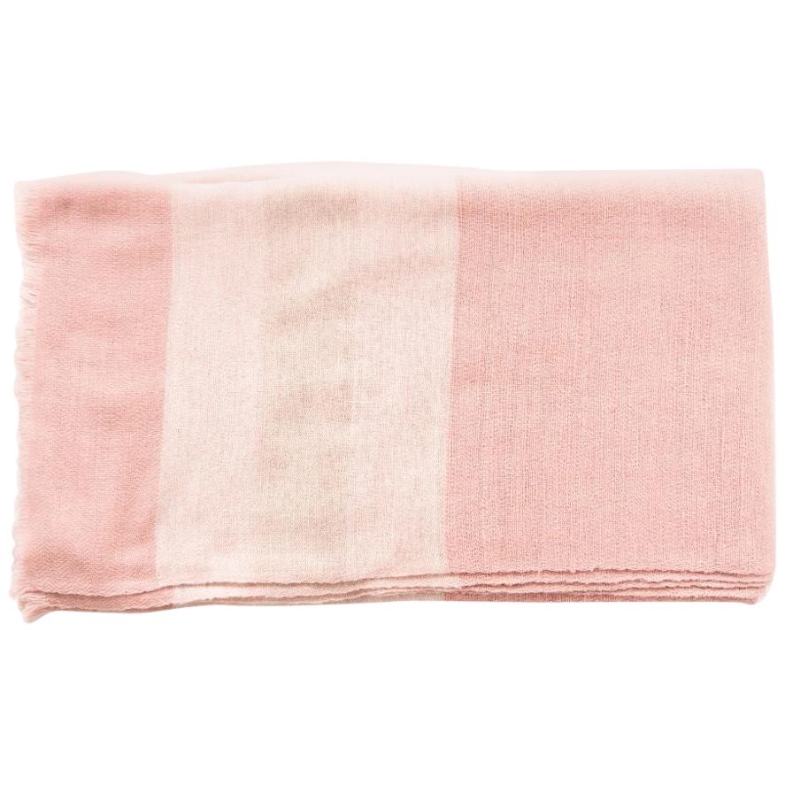 Rosa Pastel Pink Cream Artisanal Handwoven Throw Bedspread In Plush Soft Merino