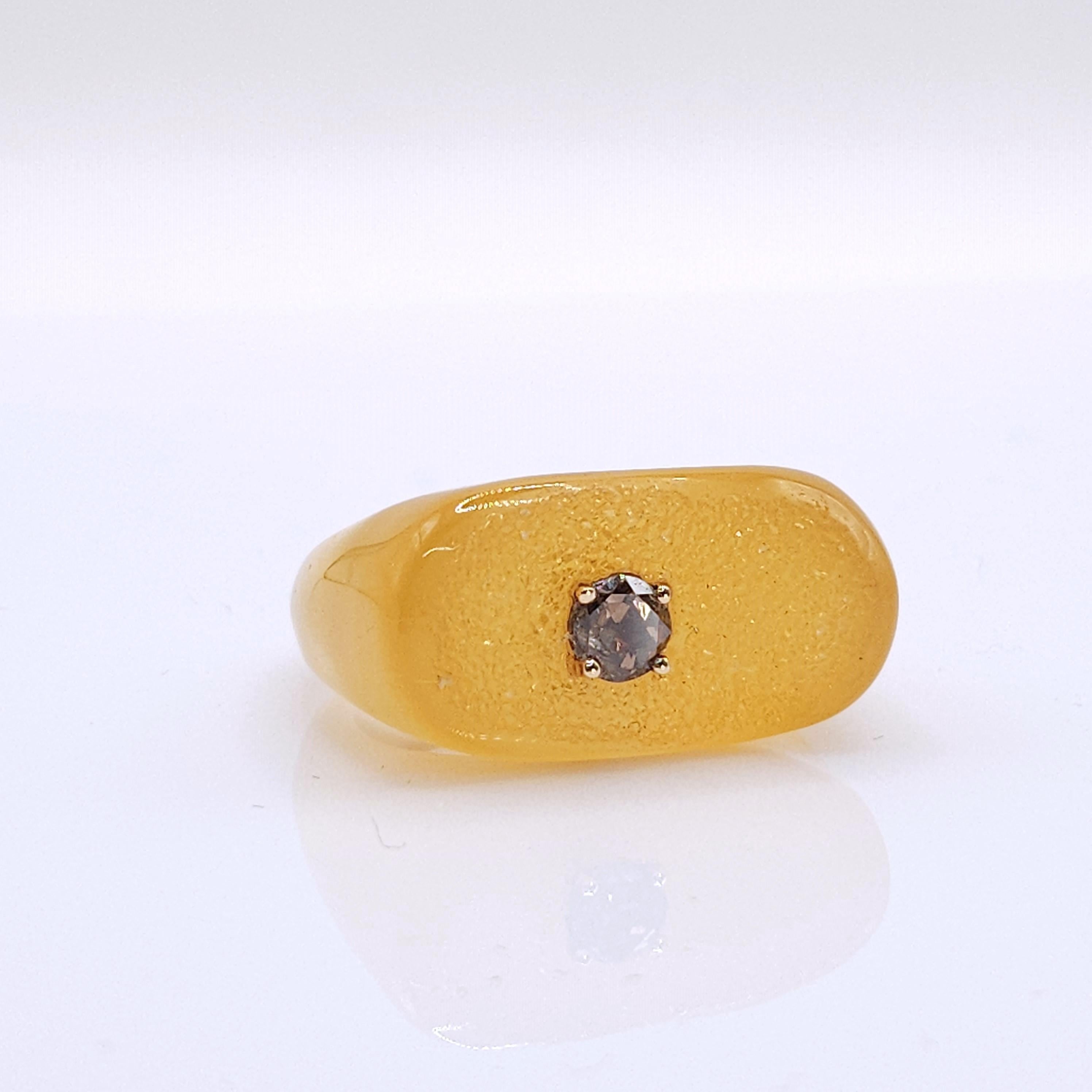 Taglio a rosa Anello con diamante e onice da 0,38 carati fatto a mano in oro bianco 18 carati in vendita