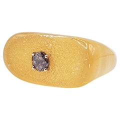 Handmade 0.38 Carat Diamond Onyx Ring in 18K White Gold