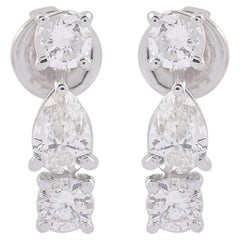 Handmade 0.9 Carat SI/H Diamond Stud Earrings 18 Karat White Gold
