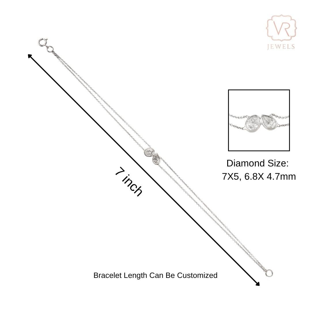 Handmade 1 Ctw Pear Shape Diamond Double Stone Ch… - image 10