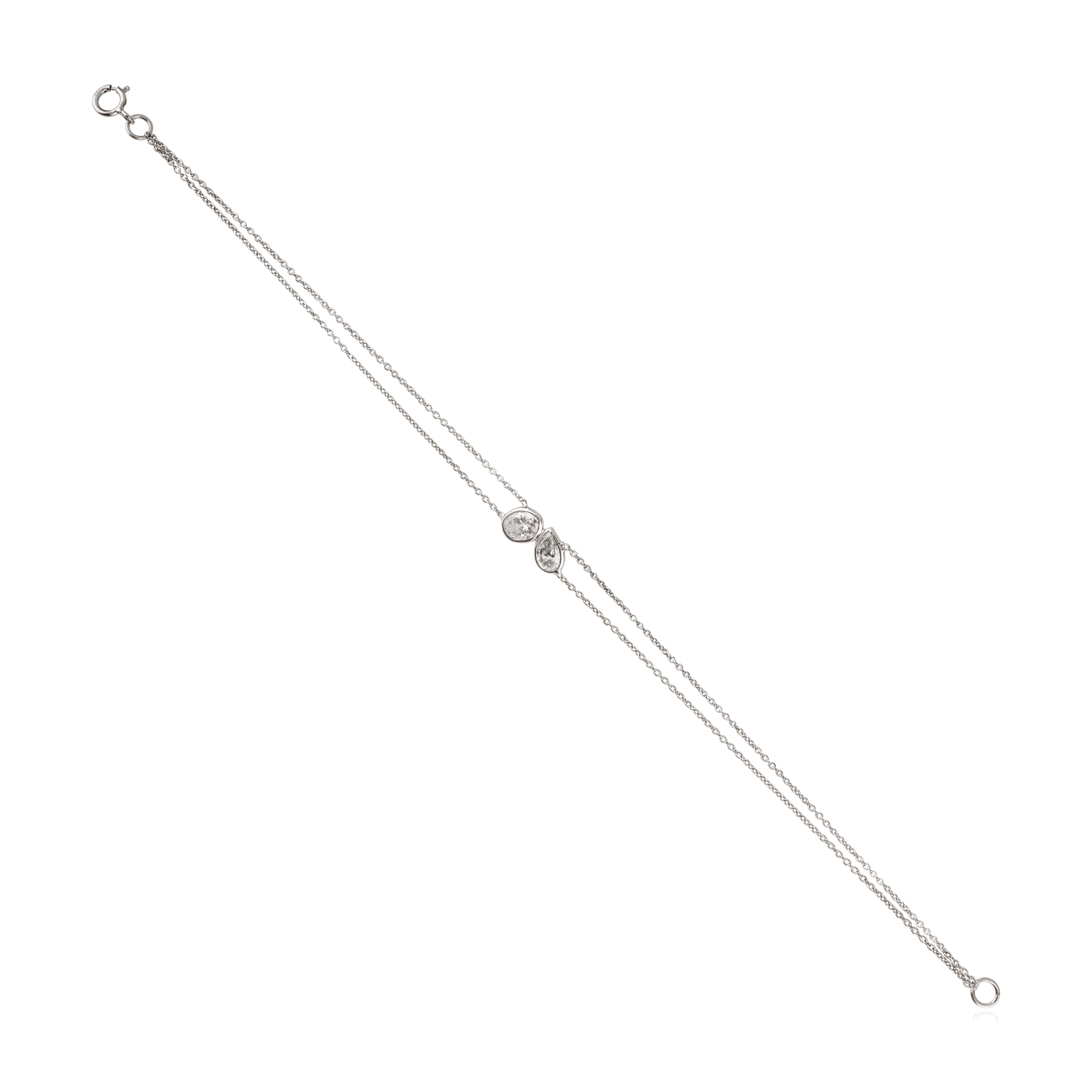 Handmade 1 Ctw Pear Shape Diamond Double Stone Ch… - image 3