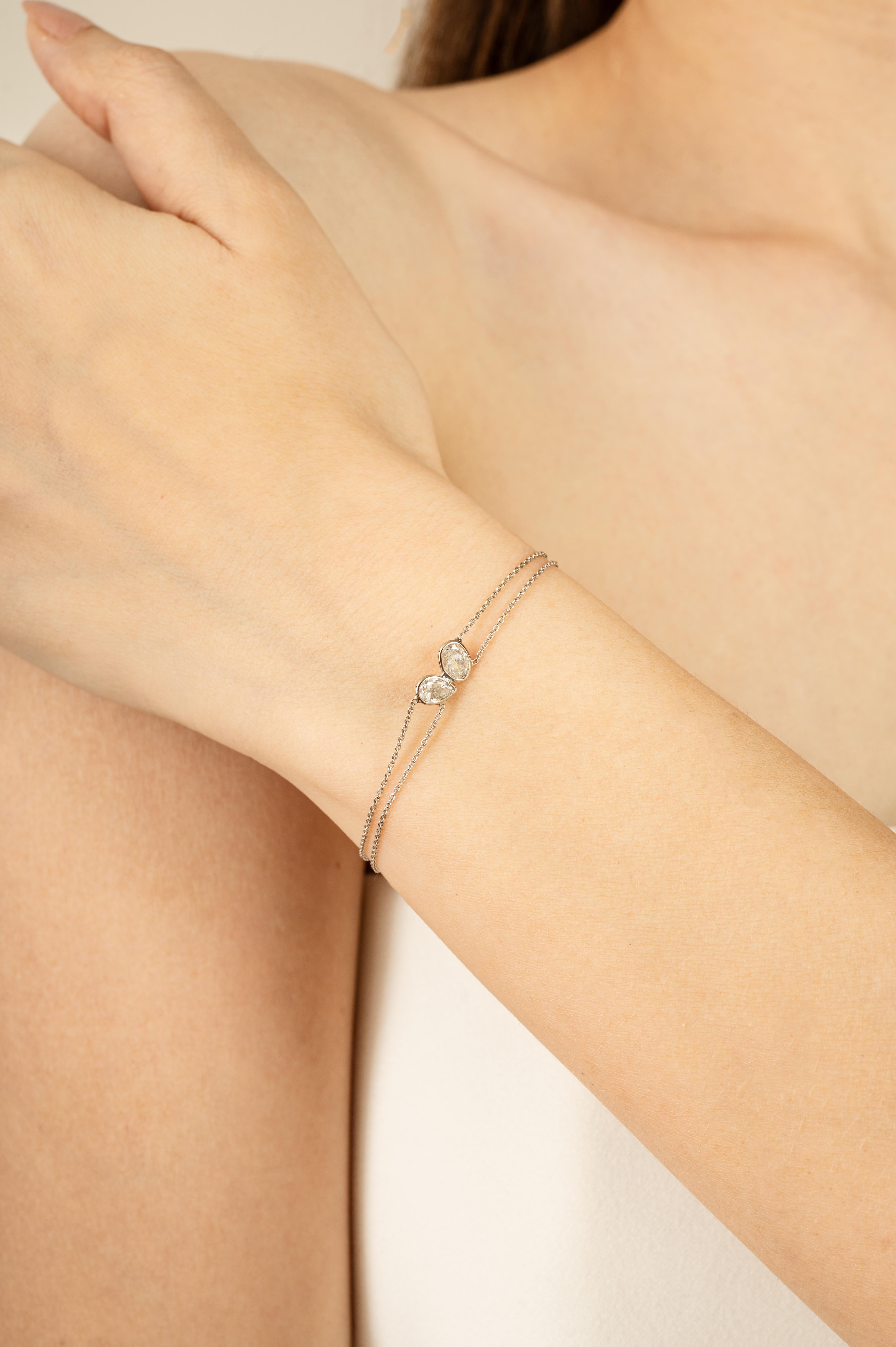 Handmade 1 Ctw Pear Shape Diamond Double Stone Ch… - image 4