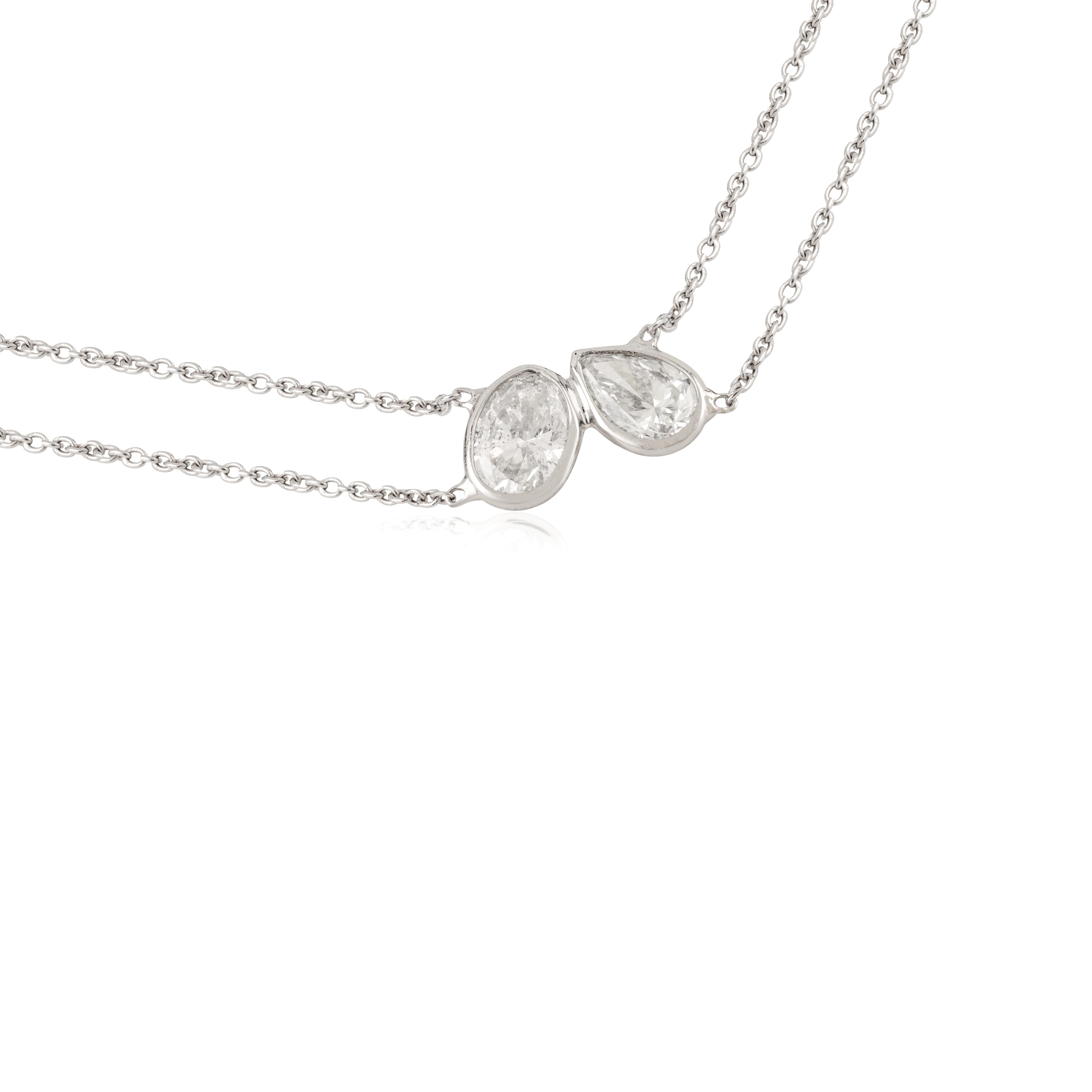 Handmade 1 Ctw Pear Shape Diamond Double Stone Ch… - image 5