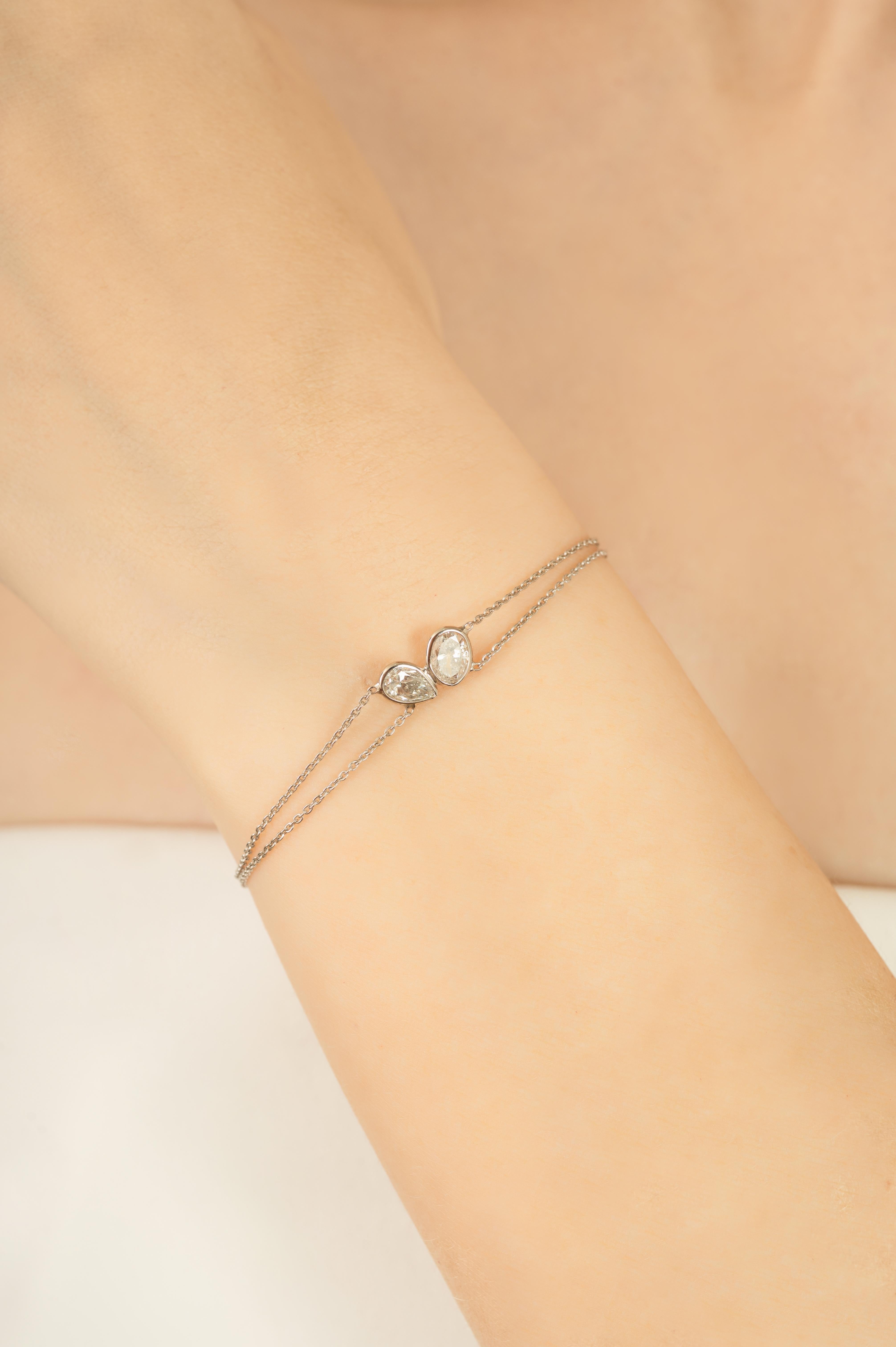 Handmade 1 Ctw Pear Shape Diamond Double Stone Ch… - image 6