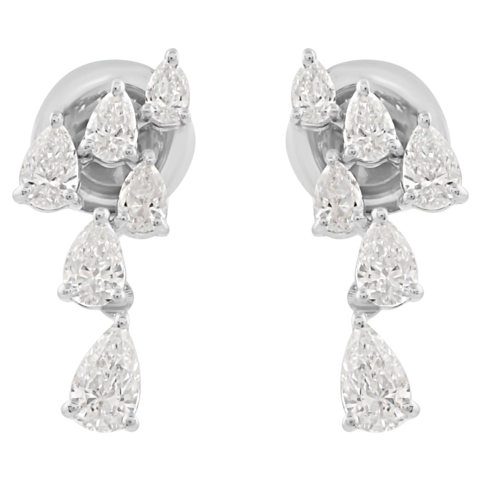 Handmade 1.06Ct Pear Cut Diamond Stud Earrings 14k White Gold Bridesmaid Gift