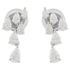 Handgefertigte 1.06Ct Birnenschliff Diamant Ohrstecker 18k Weißgold Brautjungfer Geschenk