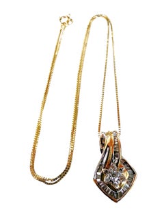 Ciondolo con diamante da 1 carato in oro giallo 10k fatto a mano su catena da 18" in oro giallo 14K