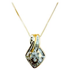 Handmade 10k Yellow Gold 1 Carat Diamond Pendant On 14K Yellow Gold 18" Chain