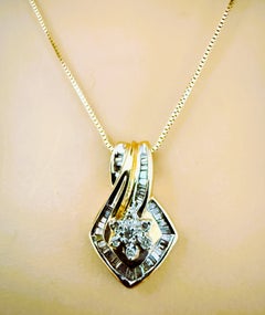 Handmade 10k Yellow Gold 1 Carat Diamond Pendant On 14K Yellow Gold 18" Chain