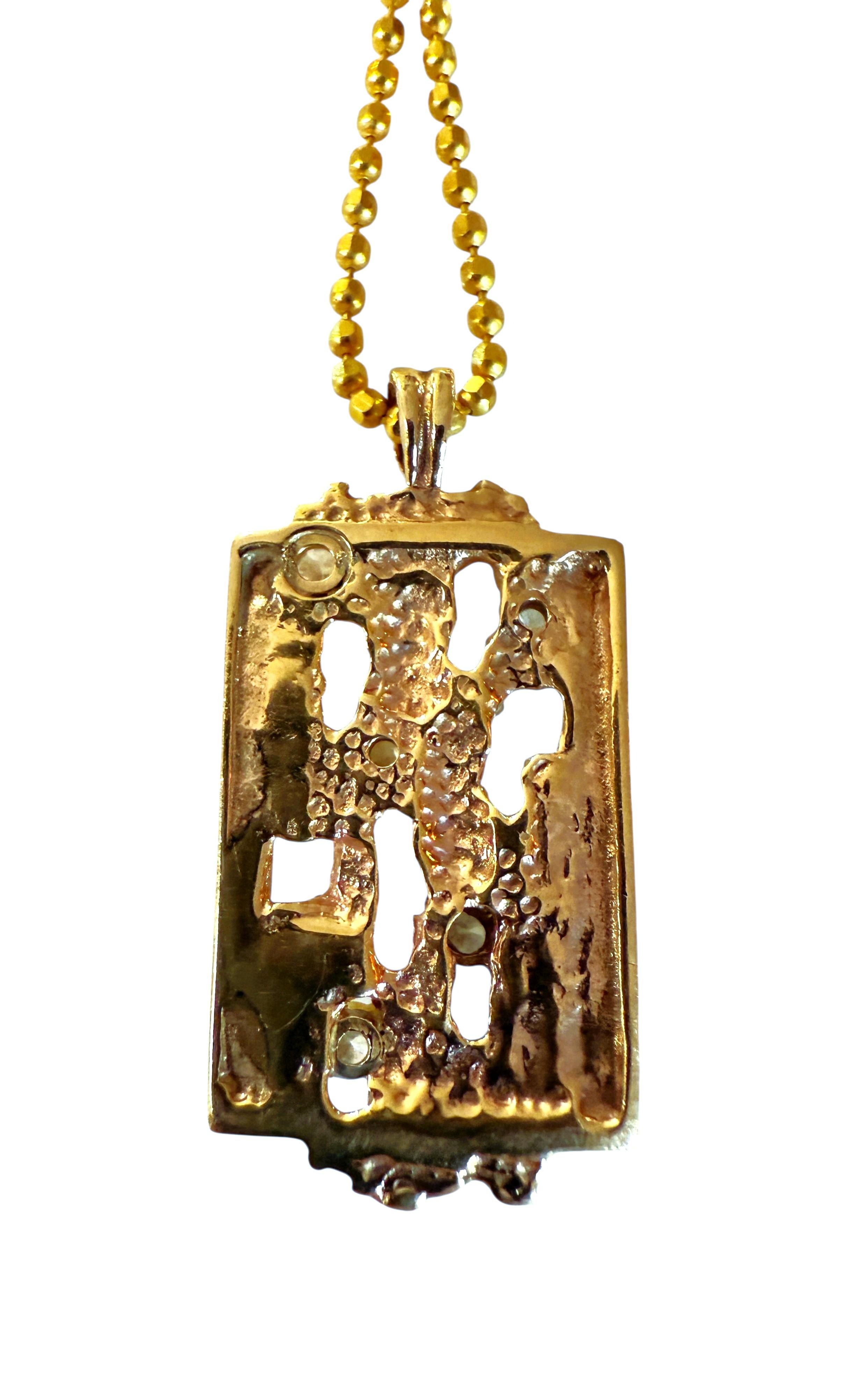 Pendentif en or jaune 10k fait à la main avec un diamant de 0,35 carat sur une chaîne de 18