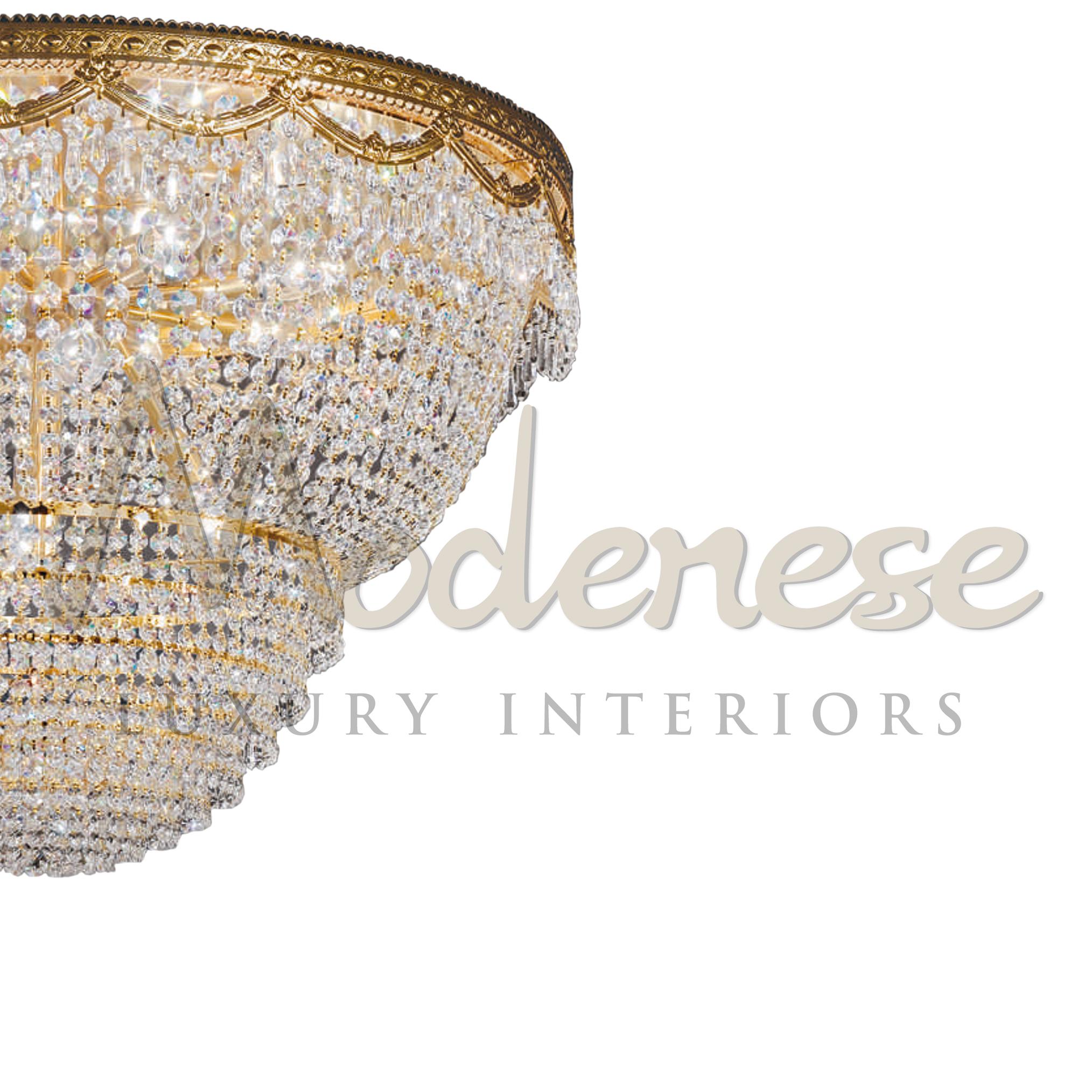 Italian Handmade 12-Lights Venetian Ceiling Lamp in 24kt Gold Plate & Scholer Crystals For Sale